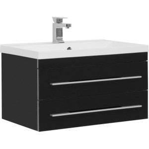 Тумба с раковиной Aquanet Верона NEW 75 черный (подвесная 2 ящика)