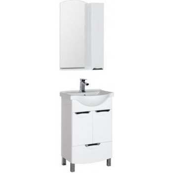 Комплект мебели для ванной Aquanet Асти 55 белый (2 дверцы 1 ящик, зеркало шкаф/полка)