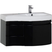 Тумба с раковиной Aquanet Сопрано 95 R черный (3 ящика)