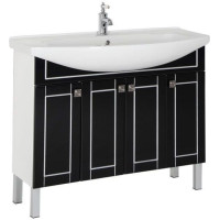 Тумба с раковиной Aquanet Честер 105 черный/серебро