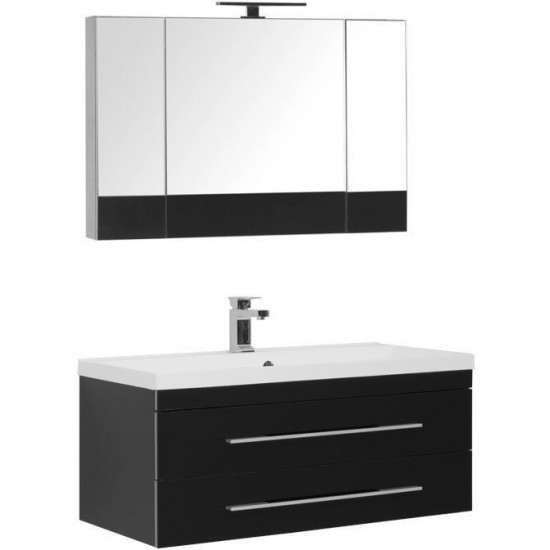 Комплект мебели для ванной Aquanet Верона NEW 100 черный (подвесной 2 ящика)