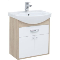 Тумба с раковиной Aquanet Грейс 60 дуб сонома/белый (1 ящик, 2 дверцы)