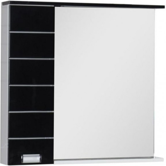 Зеркало-шкаф с подсветкой Aquanet Доминика 90 R LED черный