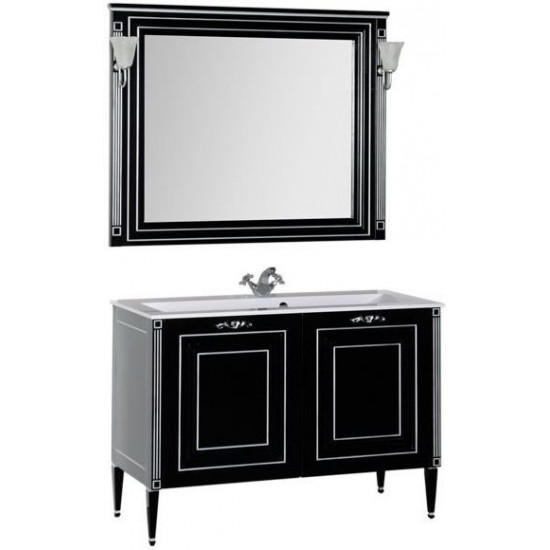 Комплект мебели для ванной Aquanet Паола 120 черный/серебро (литьевой мрамор)