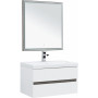 Комплект мебели для ванной Aquanet Беркли 80 белый/дуб рошелье (зеркало дуб рошелье)