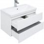 Комплект мебели для ванной Aquanet Беркли 80 белый/дуб рошелье (зеркало дуб рошелье)