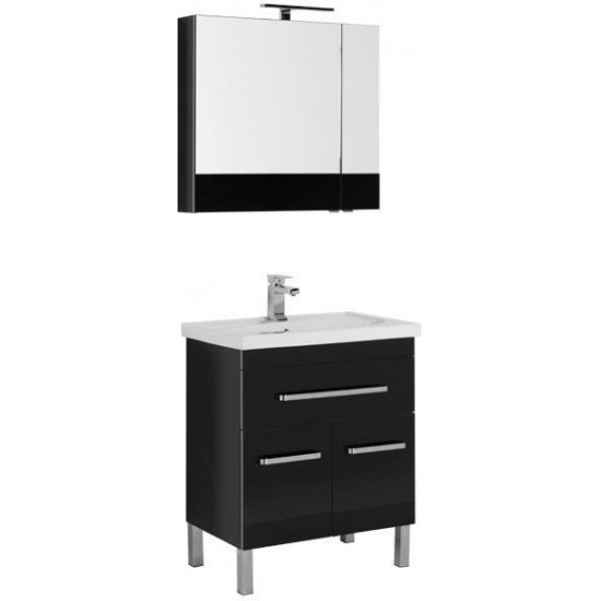 Комплект мебели для ванной Aquanet Сиена 70 черный (напольный 1 ящик 2 дверцы)