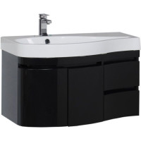 Тумба с раковиной Aquanet Сопрано 95 L черный (2 дверцы 2 ящика)
