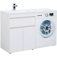 Тумба с раковиной Aquanet Токио 130 L белый (напольная, 1 ящик, 2 дверцы)