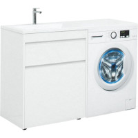 Тумба с раковиной Aquanet Токио 130 L белый (напольная, 1 ящик)