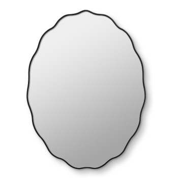 Овальное волнистое зеркало в чёрной раме Fancy Oval Black (Фэнси) Smal 60*80 см