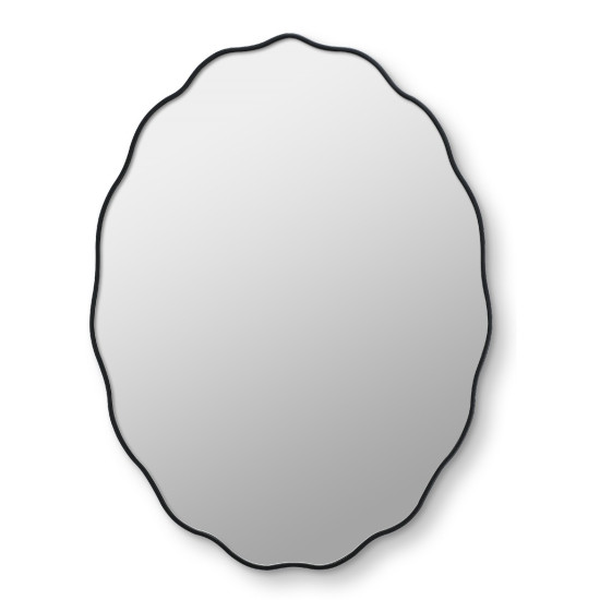 Овальное волнистое зеркало в чёрной раме Fancy Oval Black (Фэнси) Smal 60*80 см