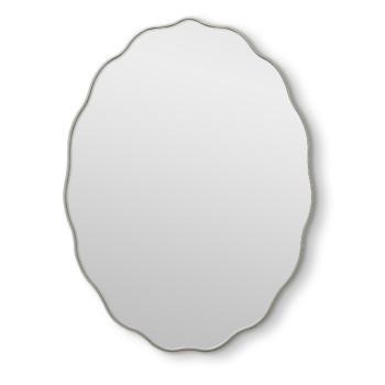 Овальное волнистое зеркало в серебряной раме Fancy Oval Silver (Фэнси) Smal 60*80 см