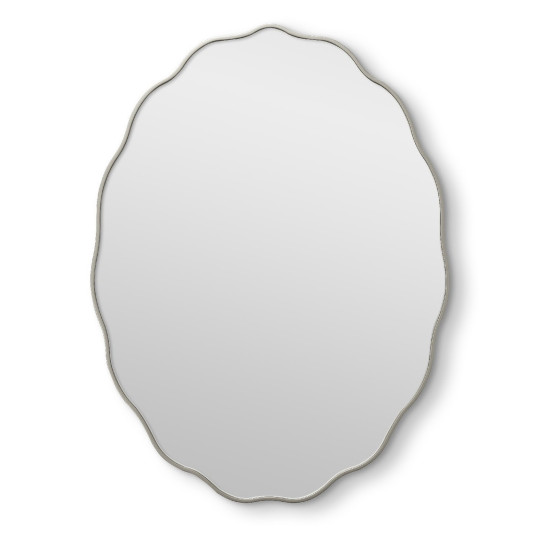 Овальное волнистое зеркало в серебряной раме Fancy Oval Silver (Фэнси) Smal 60*80 см