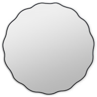 Круглое зеркало в чёрной волнистой раме Fancy M Black(Фэнси) Smal Ø80 см