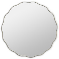 Круглое зеркало в серебряной волнистой раме Fancy M Silver (Фэнси) Smal Ø80 см