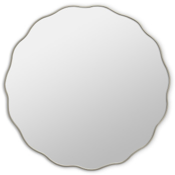 Круглое зеркало в серебряной волнистой раме Fancy M Silver (Фэнси) Smal Ø80 см
