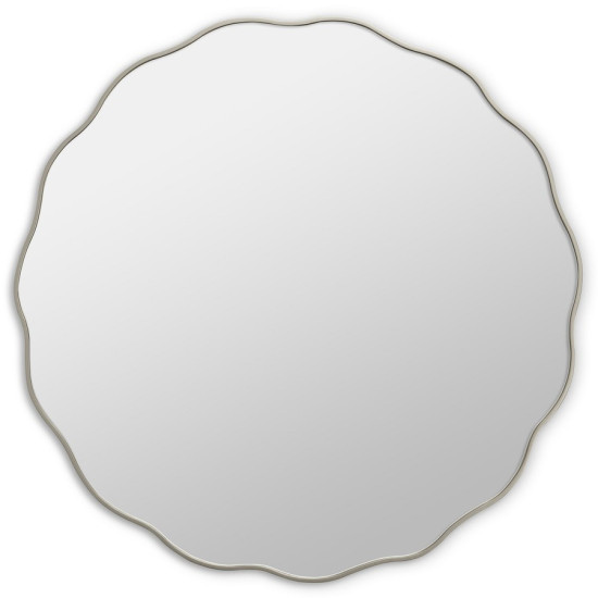 Круглое зеркало в серебряной волнистой раме Fancy M Silver (Фэнси) Smal Ø80 см