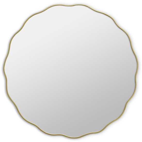 Круглое зеркало в золотой волнистой раме Fancy M Gold (Фэнси) Smal Ø80 см