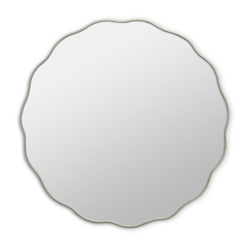 Круглое зеркало в серебряной волнистой раме Fancy S Silver (Фэнси) Smal Ø60 см