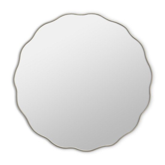 Круглое зеркало в серебряной волнистой раме Fancy S Silver (Фэнси) Smal Ø60 см
