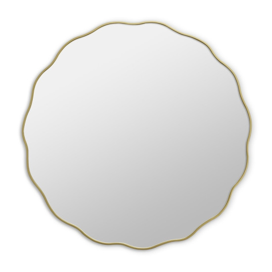 Круглое зеркало в золотой волнистой раме Fancy S Gold (Фэнси) Smal Ø60 см