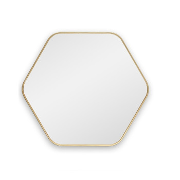 Шестиугольное зеркало в золотой тонкой раме Hexagon S Gold (Хексаген) Smal 60*54 см