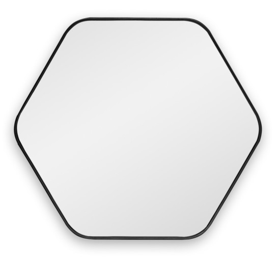 Шестиугольное зеркало в чёрной тонкой раме Hexagon M Black (Хексаген) Smal 80*74 см