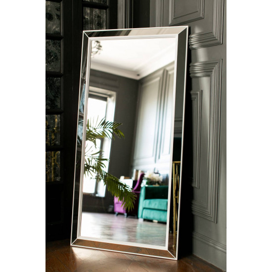 Зеркало большое напольное и настенное в полный рост в зеркальной раме Miriada Белое