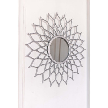 Круглое зеркало в серебряной декоративной раме Mast Silver