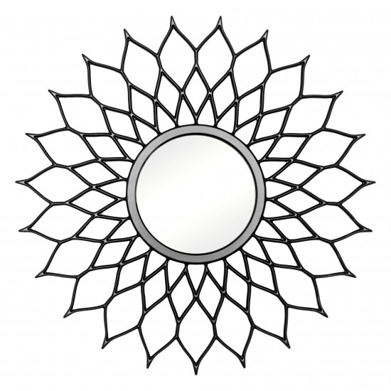 Круглое зеркало в чёрной декоративной раме Mast Black