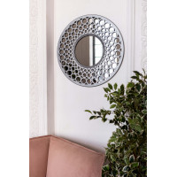 Круглое зеркало в серебряной декоративной раме Round Silver