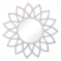 Круглое зеркало-солнце в белой декоративной раме Shiny White
