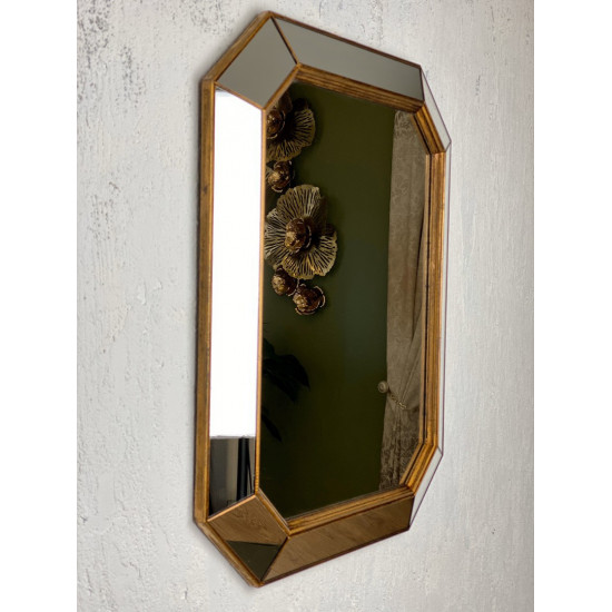 Зеркало восьмиугольное в зеркальной раме Valerie Состаренное Золото