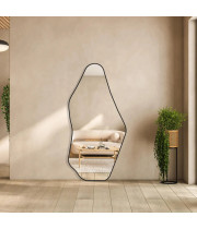 Напольное большое волнистое зеркало в полный рост в черной раме Артео