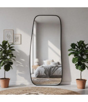 Напольное и настенное большое асимметричное зеркало в полный рост в черной раме Батиста