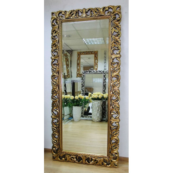 Большое настенное и напольное зеркало в полный рост «Милан» Чернёное Золото