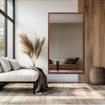 Зеркало большое настенное и напольное в полный рост в коричневой раме М04