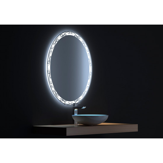 Овальное зеркало с сенсорной LED подсветкой Деко 75х90