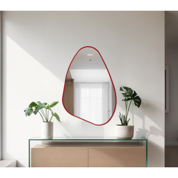 Зеркало неправильной формы в красной раме Девон