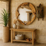 Круглое зеркало в декоративной древесной раме ручной работы MS004