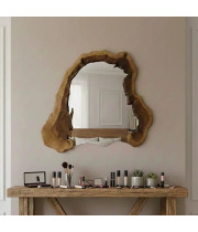Зеркало неправильной формы в декоративной раме из слэба массива дерева MS005