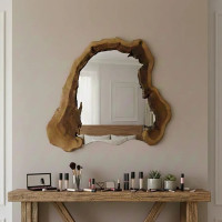 Зеркало неправильной формы в декоративной раме из слэба массива дерева MS005