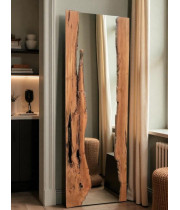 Напольное и настенное большое зеркало в полный рост в деревенском силе с декором из массива дерева MS007