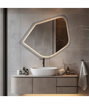 Настенное дизайнерское декоративное зеркало на стекле с задней фоновой подсветкой AG001