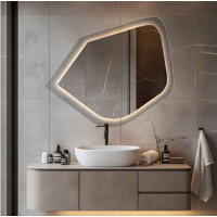 Настенное дизайнерское зеркало на армированном стекле с задней фоновой подсветкой AG001