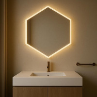 Шестиугольное зеркало с фронтальной и задней фоновой LED подсветкой Барбадос