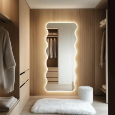 Зеркало в полный рост волнистой формы с парящей LED подсветкой Баухаус