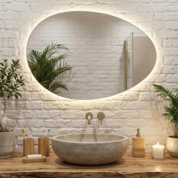 Зеркало с подсветкой в форме неправильного овала DL001