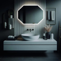 Зеркало-октагон восьмиугольное с фоновой подсветкой DL004